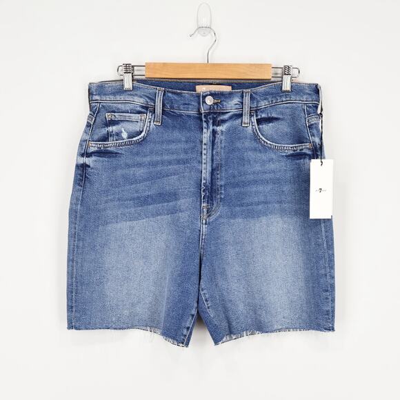 7 For All Mankind Pants - NWT 7 For All Mankind Luxe Vintage Raw Hem Denim Short Medium Wash Blue 32